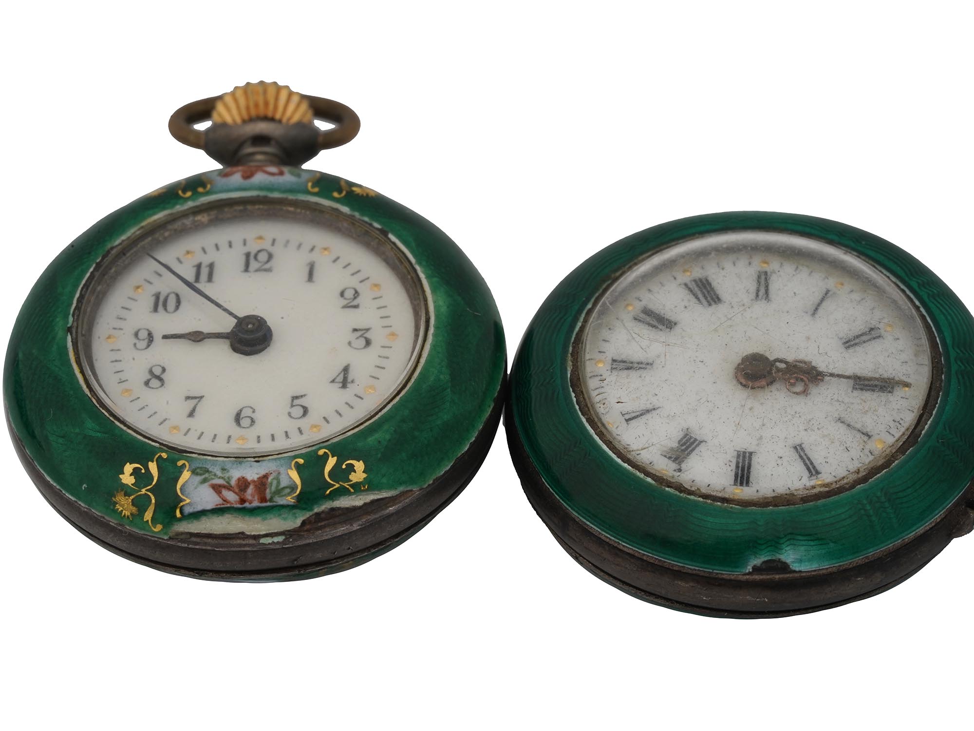 LOT FOUR CONTINENTAL SILVER ENAMEL POCKET WATCHES PIC-2